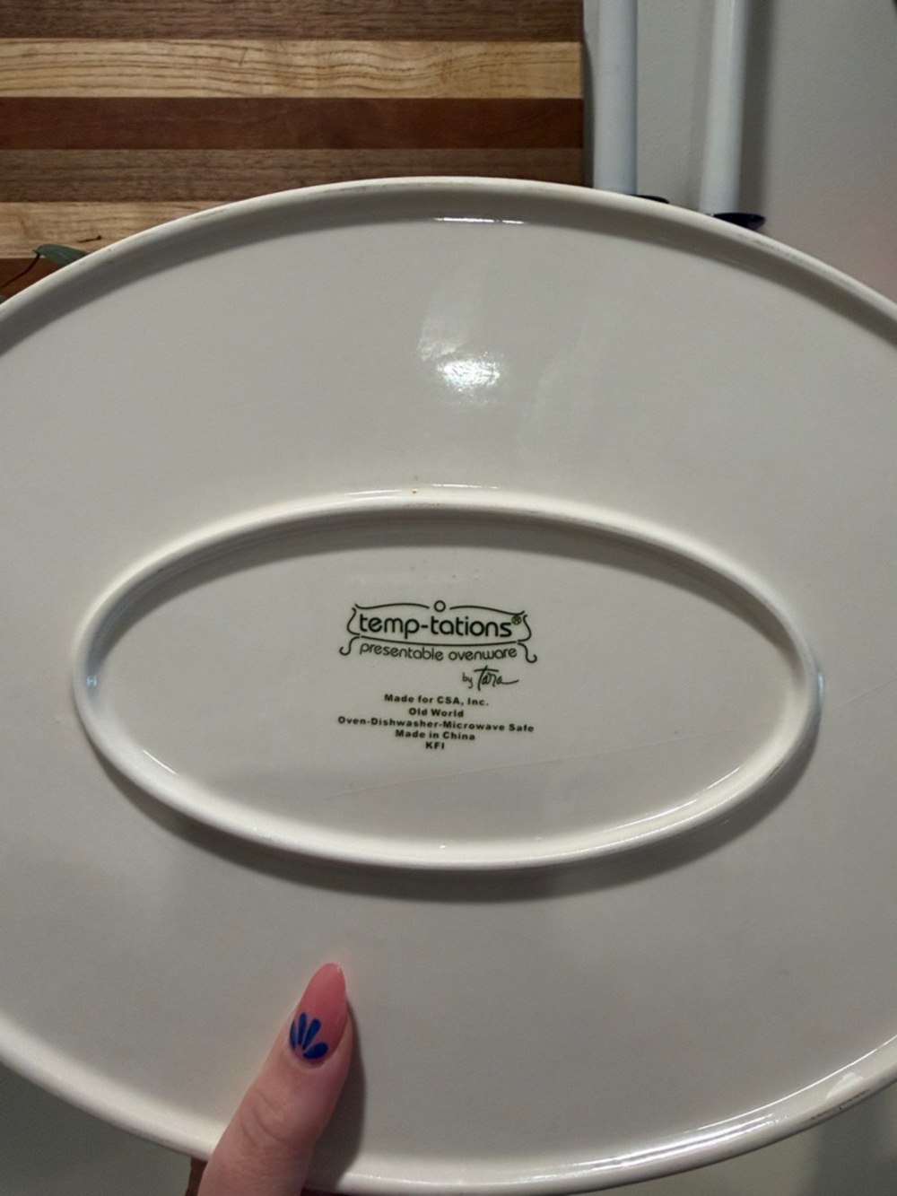 🌿 Temp-tations Old World Oval Serving Baker Dish Green Floral Handled - Picture 2 of 2